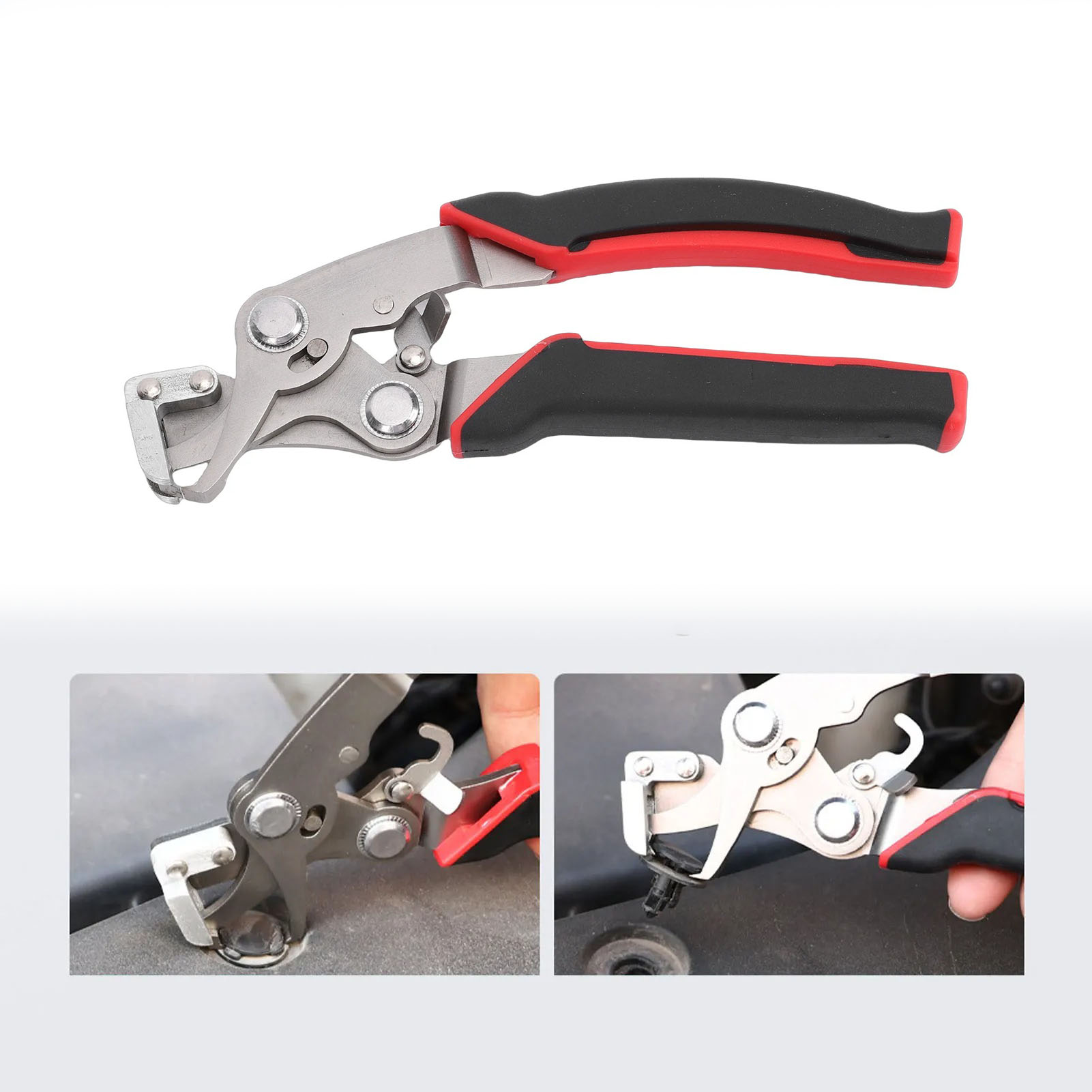 Snap Button Plier - เครื่องมือถอดประกอบแคลมป์รถยนต์ สแตนเลสอเนกประสงค์ คีมถอดสแนป ตัวถอดตัวยึด แคลมป์รีเวท