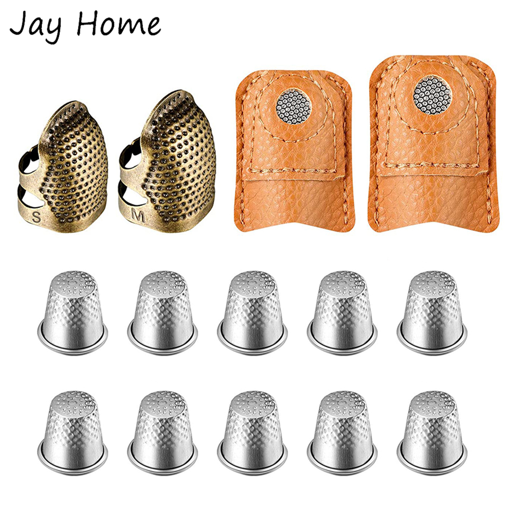 Sewing Thimble Metal - 14 ชิ้นเย็บ Thimble ชุดโลหะทองแดง Finger Protector