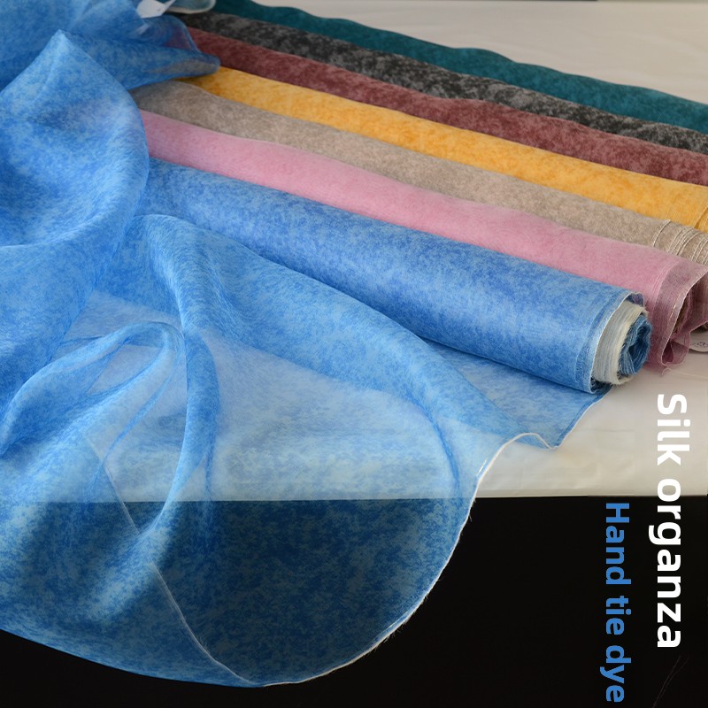 Sewing Tie Dye - ผ้าไหมออร์แกนซ่าลายมัดย้อม สำหรับงาน DIY เย็บปักถักร้อย ชุดสม็อคทำมือ เสื้อผ้าแฟชั่น