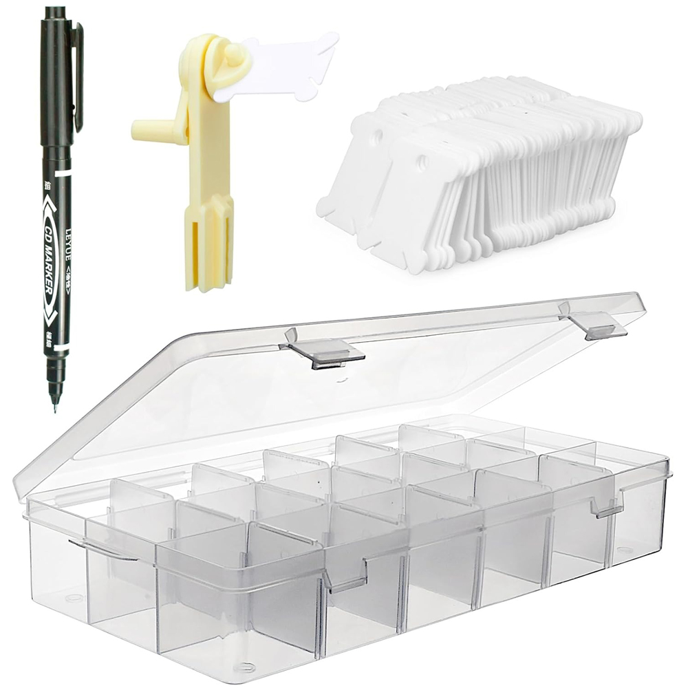 Bobbin Organizer Box - กล่องเก็บไหมปักผ้า 18 ช่อง พร้อมที่เก็บไหมปักครอสติช ที่ม้วนไหมปัก และปากกาเขียนไหมปัก