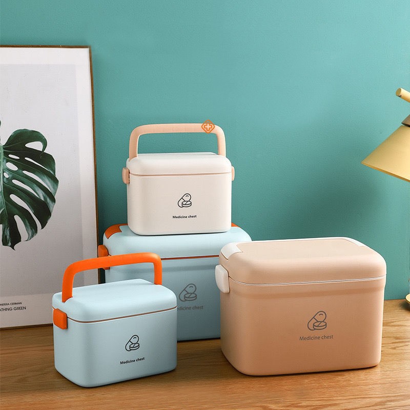Bobbin Organizer Box - กล่องยาพลาสติกแบบพกพาชุดปฐมพยาบาลกล่องเก็บของชุดปฐมพยาบาลฉุกเฉินสำหรับเดินทางในครอบครัวสำนักงานพร้อมที่จับ