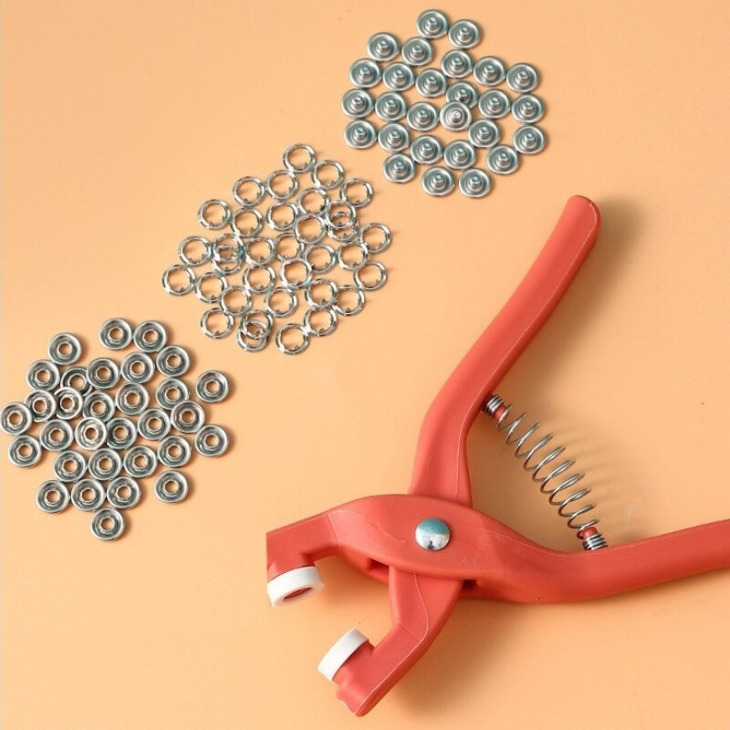 Snap Button Plier - 50ชุดคีมกรามห้าชิ้นขนาด9.5มม. ชุดเครื่องมือสำหรับงานประดิษฐ์ทำมือเย็บกระดุมสแน็ปโลหะกลวงอุปกรณ์สำหรับติดตั้งเสื้อผ้า