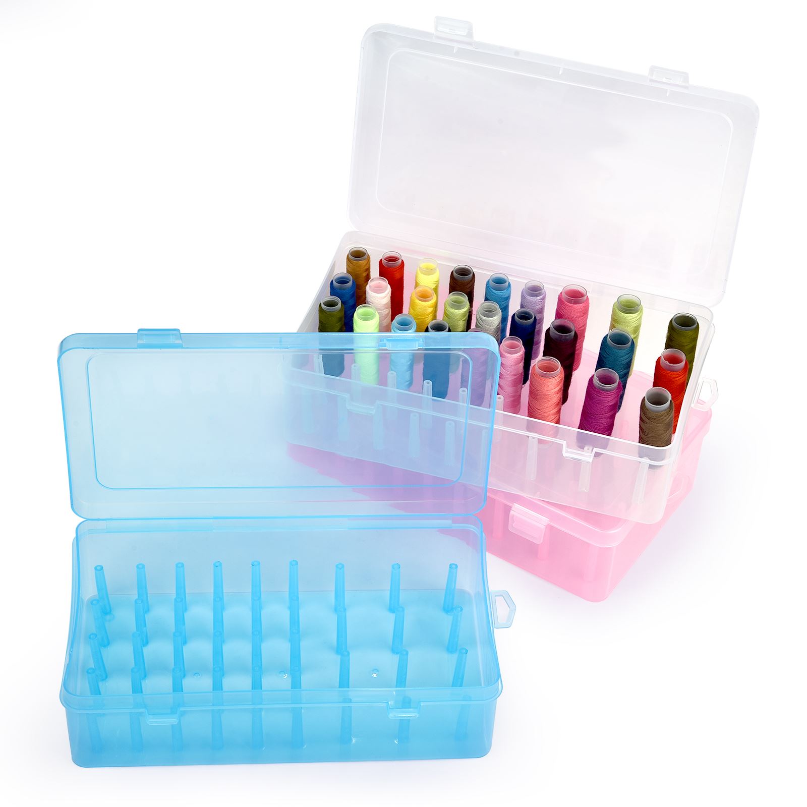 Bobbin Organizer Box - 42 แกนด้ายเย็บกล่อง Bobbins กล่องเก็บโปร่งใสเข็ม 24 กริด