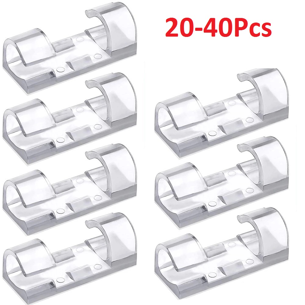 Bobbin Organizer Box - 40PCS สายคลิปการจัดการสายเคเบิล Wire Manager ผู้ถือสายไฟ USB