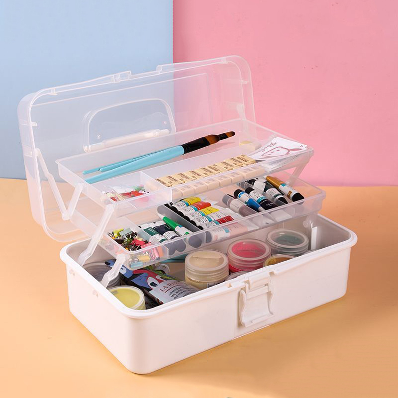 Bobbin Organizer Box - กล่องเก็บของความจุขนาดใหญ่3ชั้นปิ่นปักผมพลาสติกอเนกประสงค์พับเก็บได้กล่องเก็บเครื่องประดับแต่งเล็บ