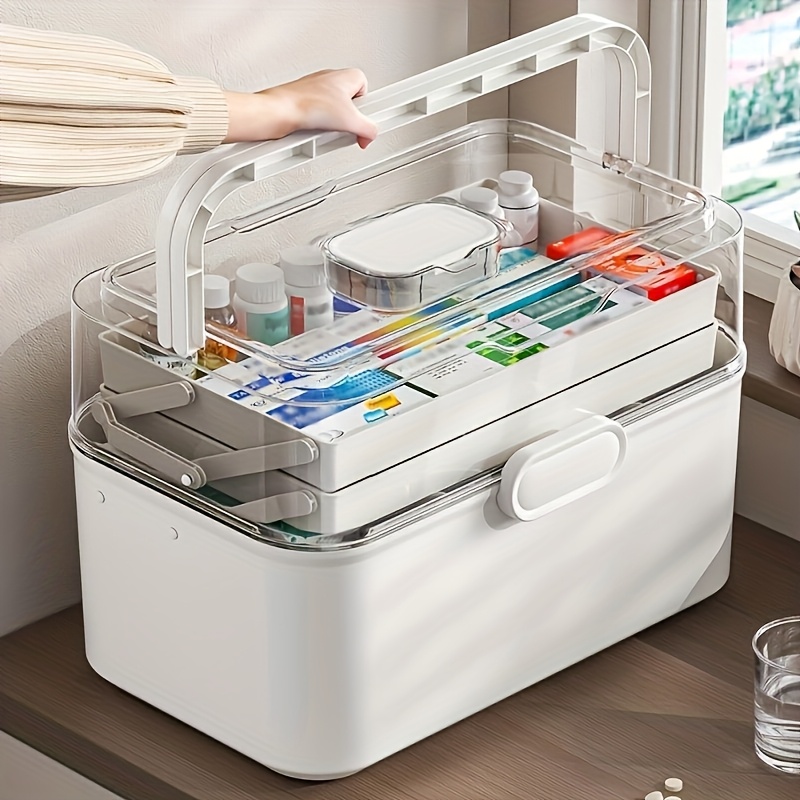Bobbin Organizer Box - กล่องเก็บยาฝาใสความจุขนาดใหญ่/กล่องจัดเก็บ - ตู้เก็บยาพลาสติก, กล่องจัดระเบียบอเนกประสงค์สำหรับบ้าน, สำนักงาน, ห้องครัว,