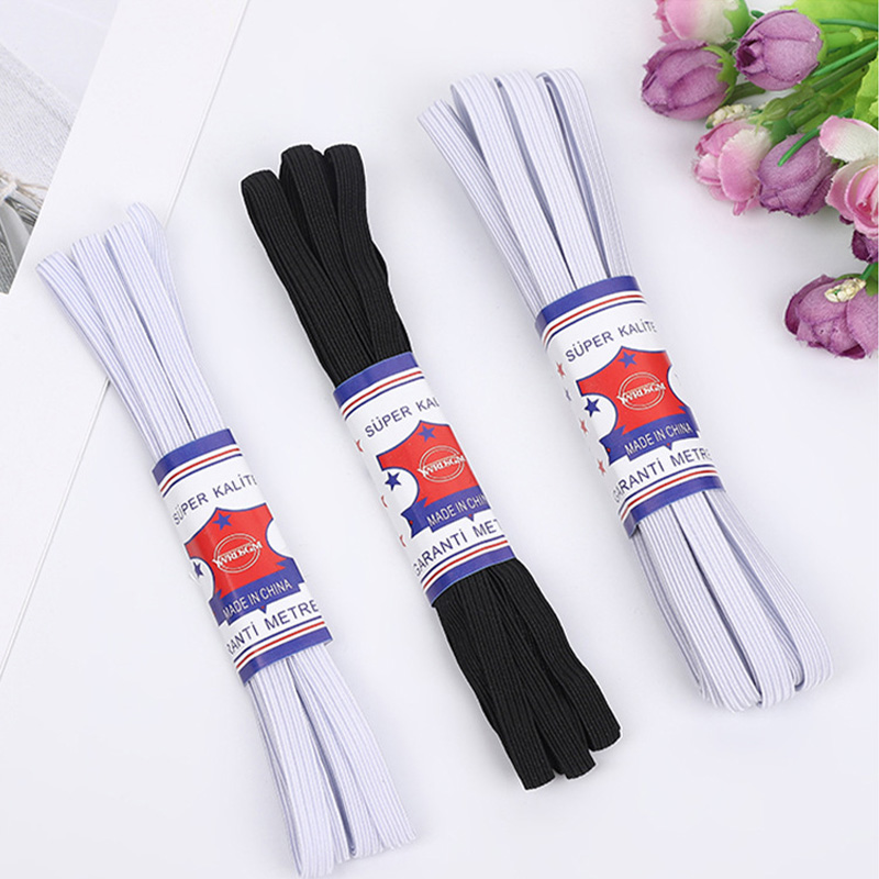 Sewing Gauge Ruler - 7 มม.แบนแถบยืดหยุ่น Latex ผ้าไหมสีดําและสีขาวในครัวเรือนยาง Band ชุดชั้นในชุดนอนเย็บเสื้อผ้าอุปกรณ์เสริม