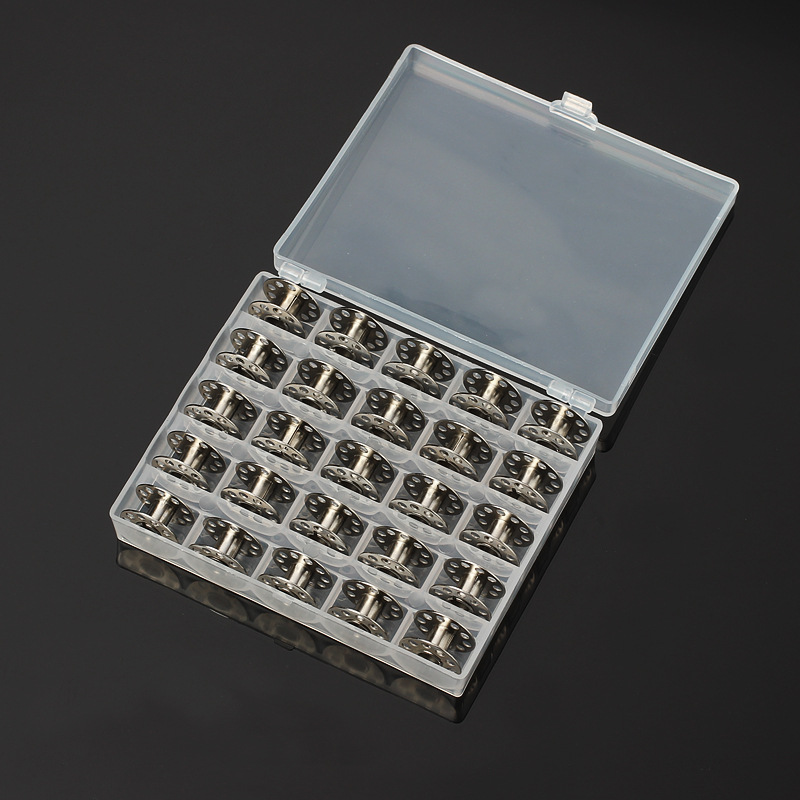 Bobbin Organizer Box - 25 ชิ้น/เซ็ตที่ว่างเปล่า Bobbins จักรเย็บผ้าพลาสติกกล่องเก็บสําหรับจักรเย็บผ้า Spools ด้าย