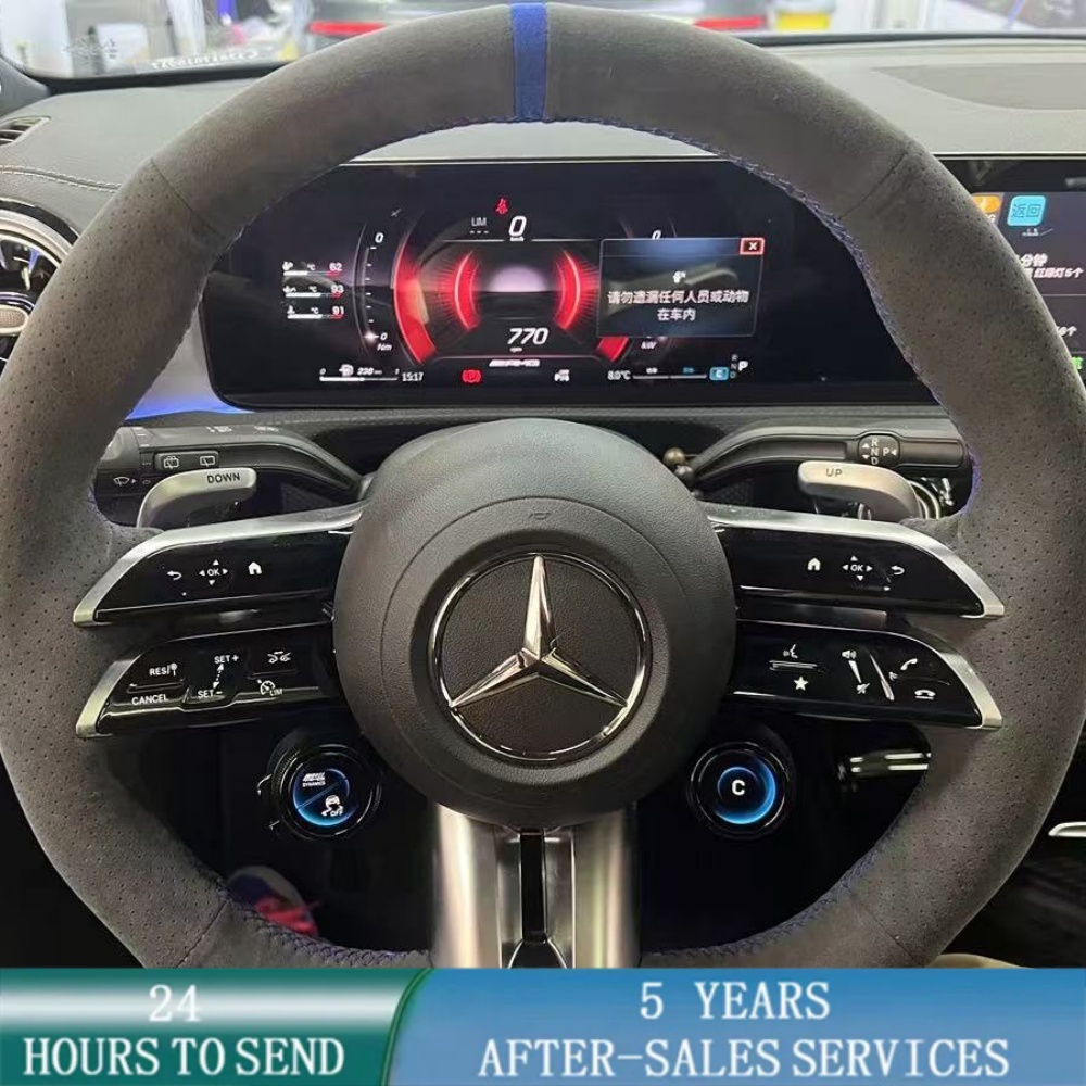 Sewing Gt - ที่กําหนดเองพวงมาลัยรถ Braid ฝาครอบมือเย็บหนังนิ่มหนังสําหรับ Mercedes benz AMG