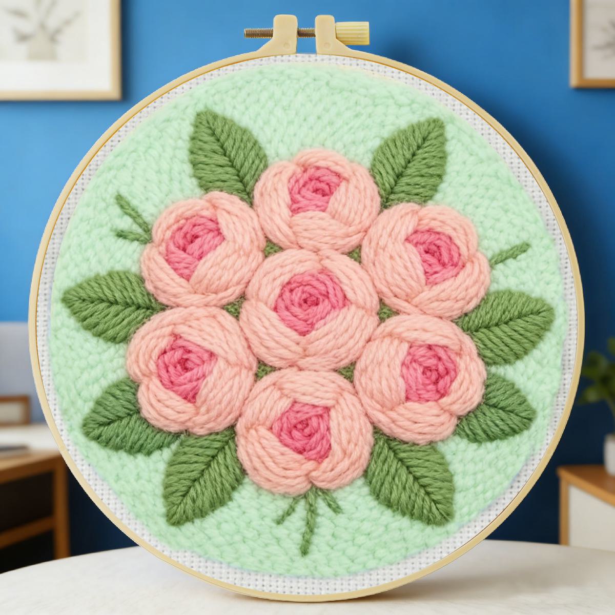 Is Sewing Textile Art - ชุดปักลายดอกไม้ขนาด 20x20 ซม./7.87 นิ้ว พร้อมเข็มปัก ชุดอุปกรณ์ปักผ้า