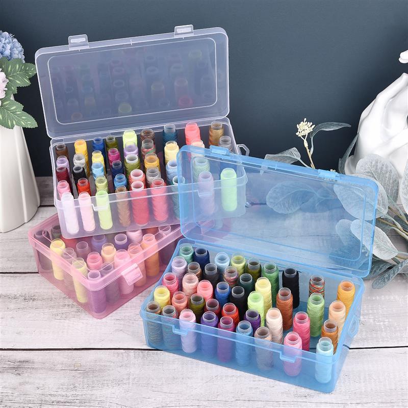 Bobbin Organizer Box - กล่องเก็บด้ายเย็บผ้าแบบ42แกนหลอดที่จับภาชนะเคสพกพากระสวยด้ายงานฝีมือที่เก็บจักรเย็บผ้า