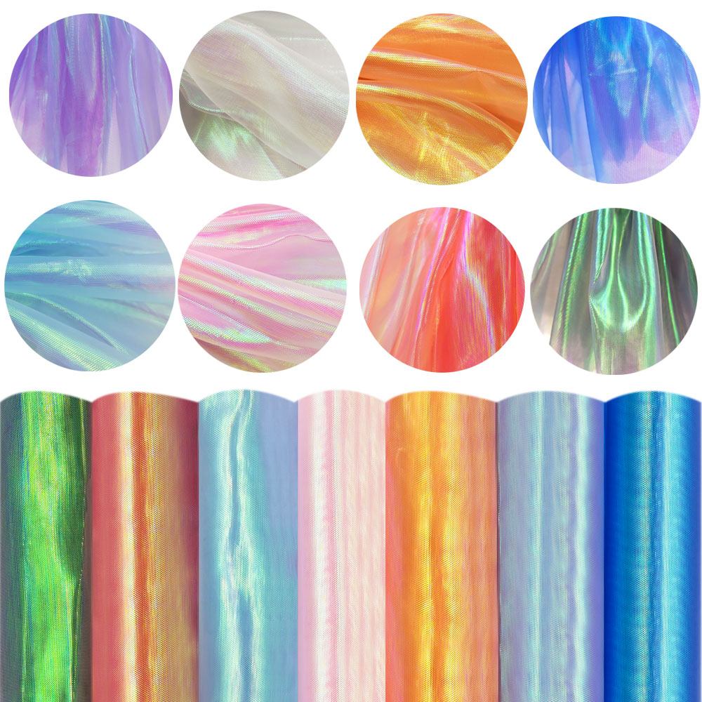 Sewing Custom - Designer ผ้าเรืองแสงสีสันสดใสผ้าพันคอเงาเวทีงานแต่งงานตกแต่ง Voile โปร่งใส Holographic ผ้าตุ๊กตาเสื้อผ้า