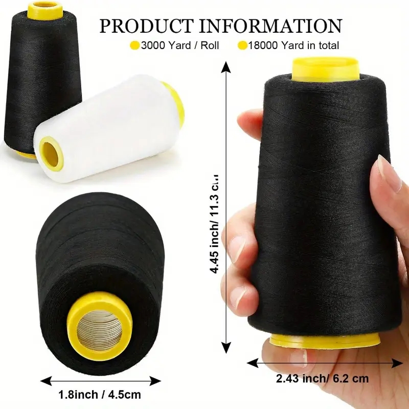 ด้ายโอเวอร์ล็อกสีดำ 3 ม้วน + ส - Serger Thread Cone บทวิจารณ์และราคา