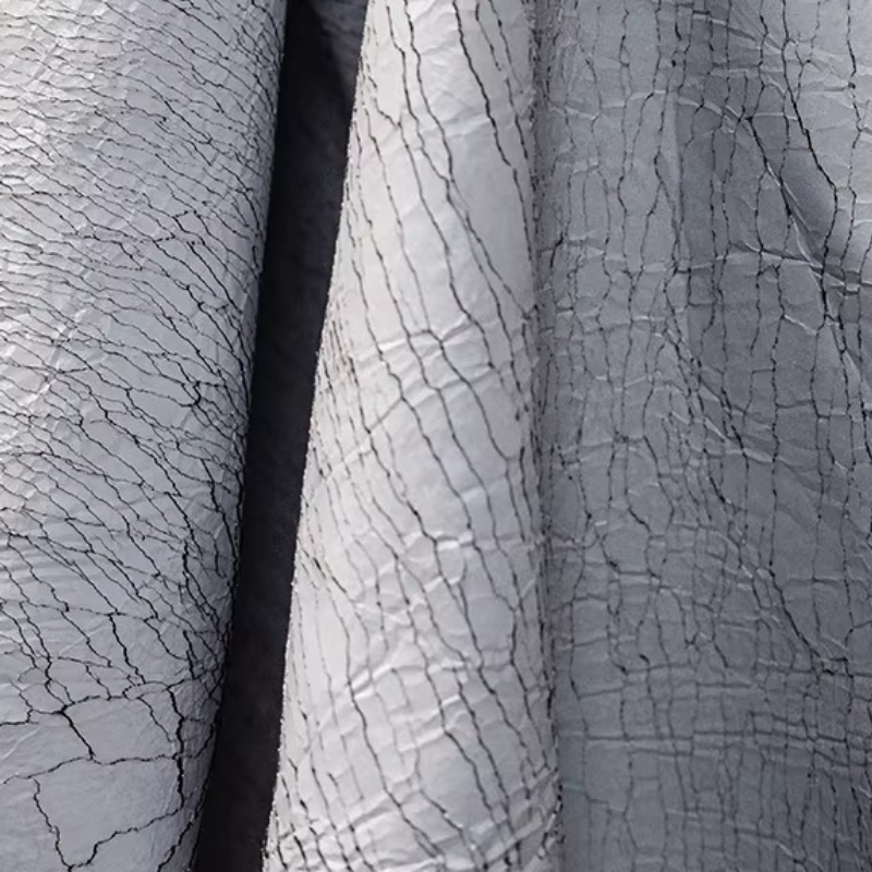 ผ้าหนังสีเทาแบบย้อนยุค ลายแตก  - Is Sewing Textile Art บทวิจารณ์และราคา