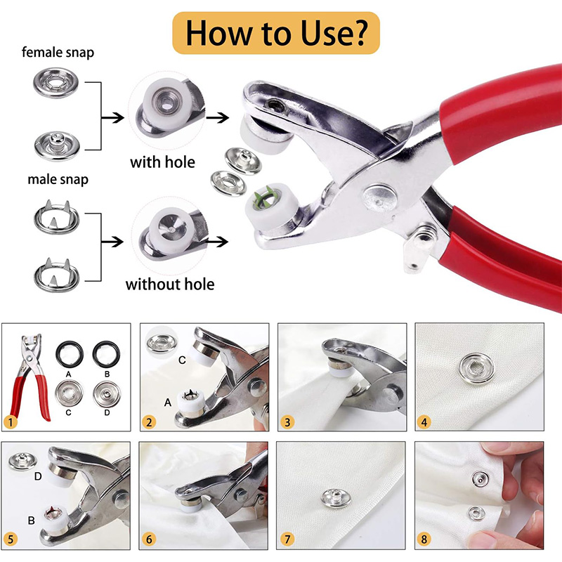 100 ชุดคีม Snap อัตโนมัติ Grom - Snap Button Plier บทวิจารณ์และราคา