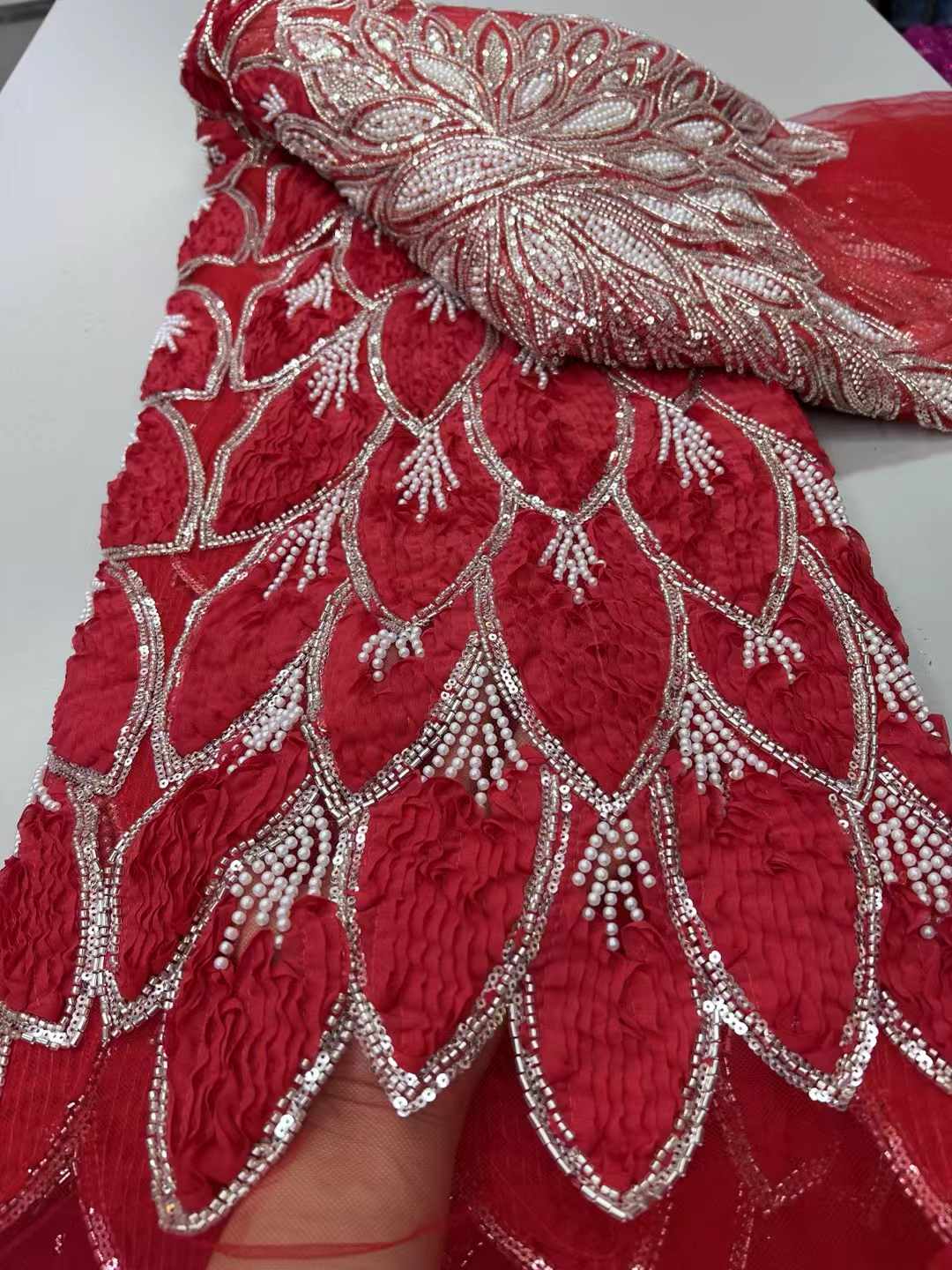 ลูกปัด 3D ผ้าลูกไม้ผ้าลูกไม้สี - Sewing Net บทวิจารณ์และราคา