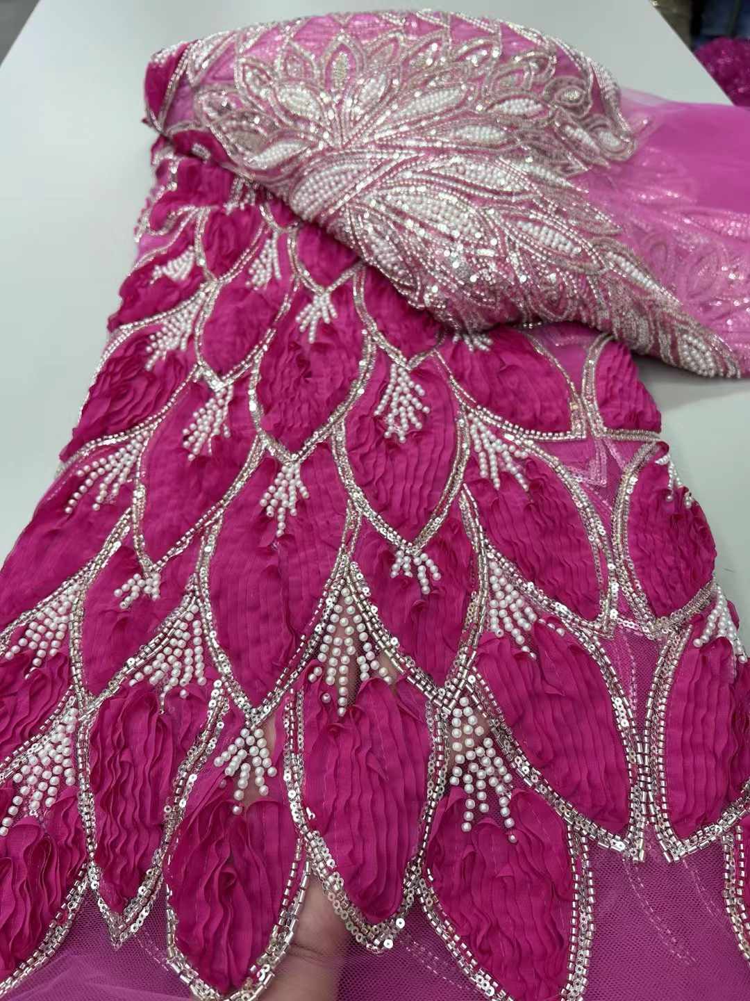 ลูกปัด 3D ผ้าลูกไม้ผ้าลูกไม้สี - Sewing Net บทวิจารณ์และราคา